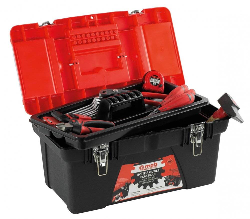 Boîte à outils plastique garnie 25 pièces - MOB - Image 1