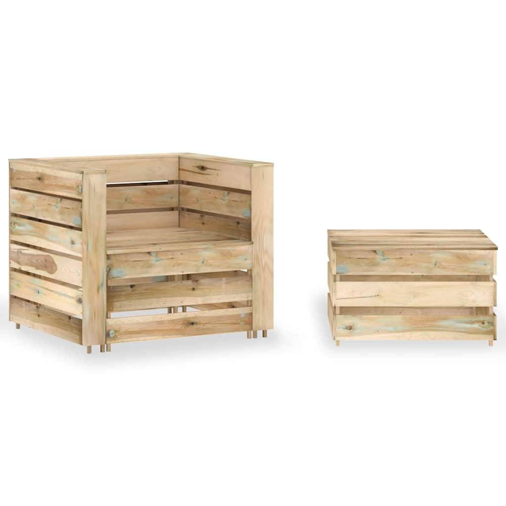 Salon de jardin palette 2 pièces Bois de Pin Traité Fauteuil et Table pour Jardin Brun – ComfortXL Outdoor Living