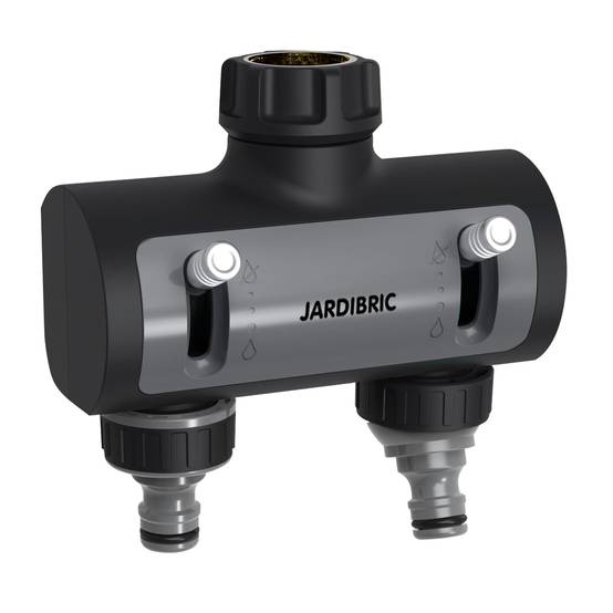 Jardibric - Sélecteur d'arrosage 2 Sorties Jardibric M20x27 Filetées avec Nez de Robinette Entrée Métal Gainée F20x27 1 Sortie Orientable - Image 1