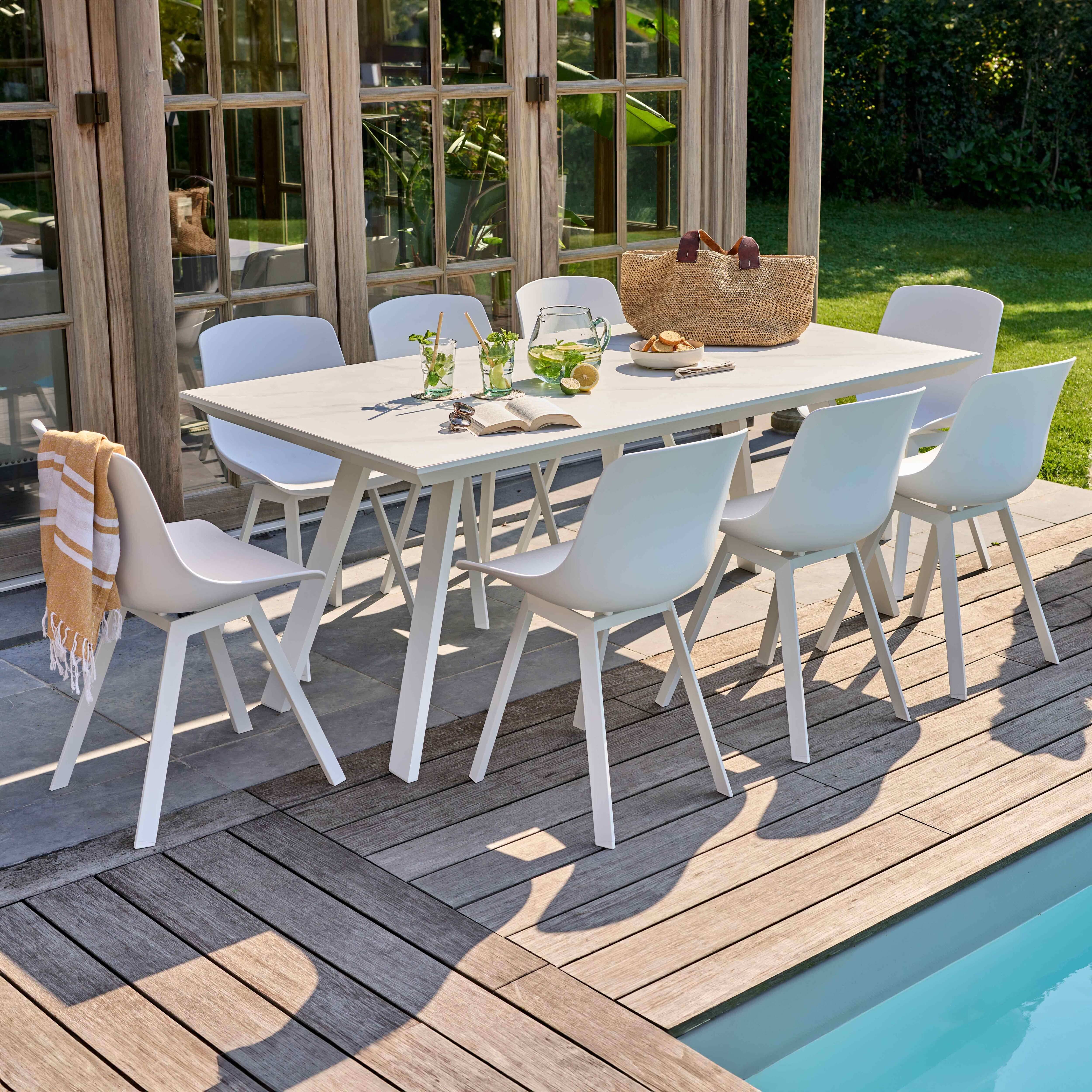 Oviala - Table de terrasse rectangulaire marbre blanc Samoa - Oviala - Imagen 6