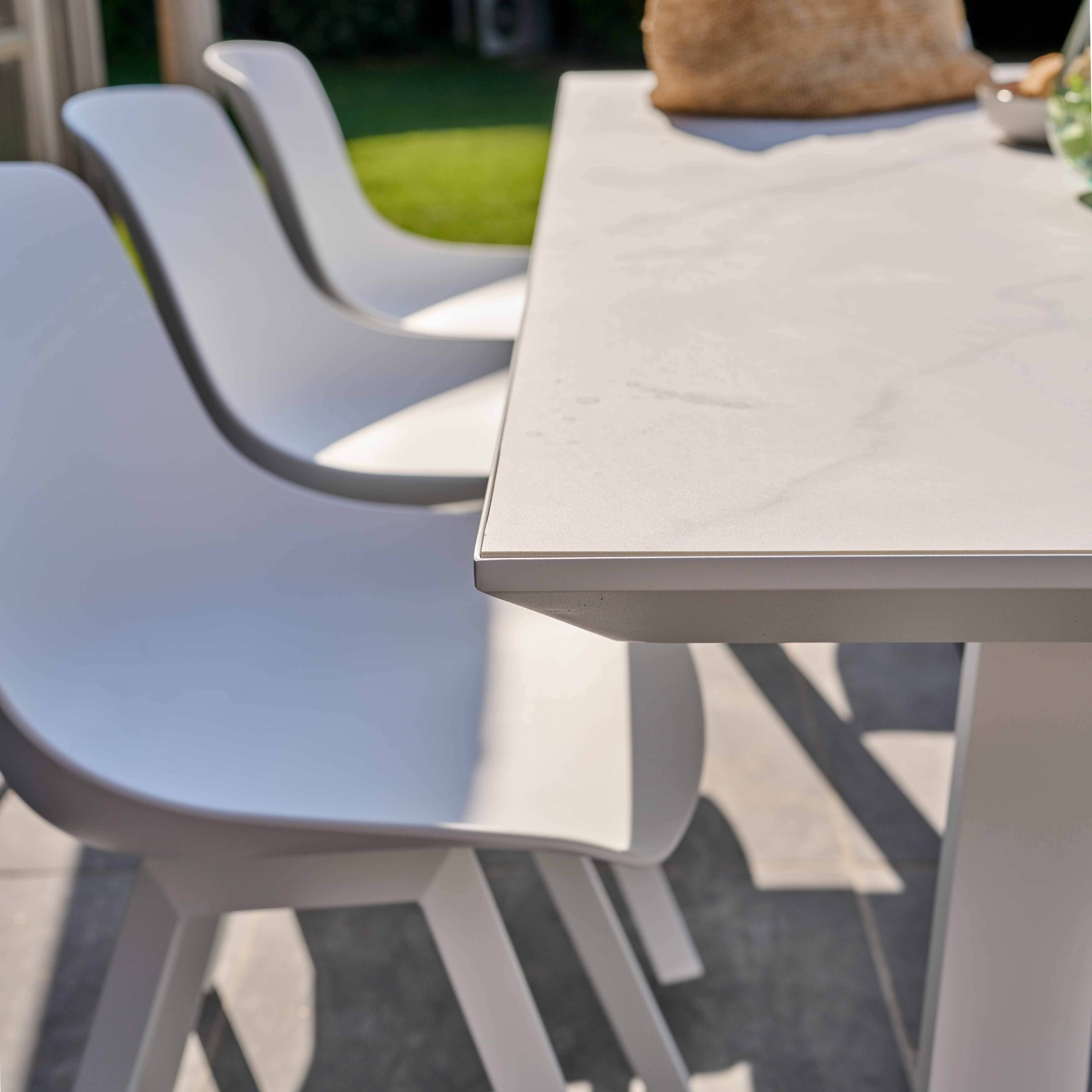 Oviala - Table de terrasse rectangulaire marbre blanc Samoa - Oviala - Imagen 5