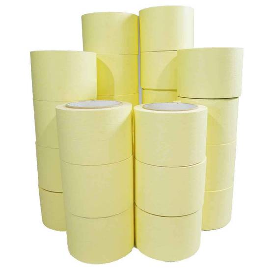 Ruban adhésif de masquage jaune jusqu'à 80° - rouleau adhésif 75 mm x 50 m pour la peinture - Carton de 24 rouleaux TECPLAST - Image 1