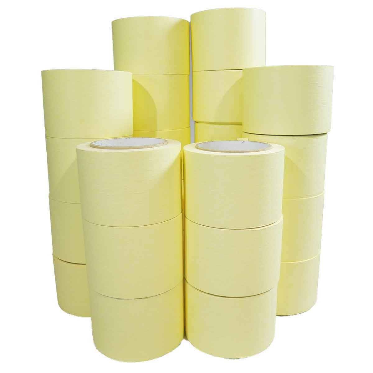 Ruban adhésif de masquage jaune jusqu'à 80° - rouleau adhésif 75 mm x 50 m pour la peinture - Carton de 24 rouleaux TECPLAST - Imagen 1