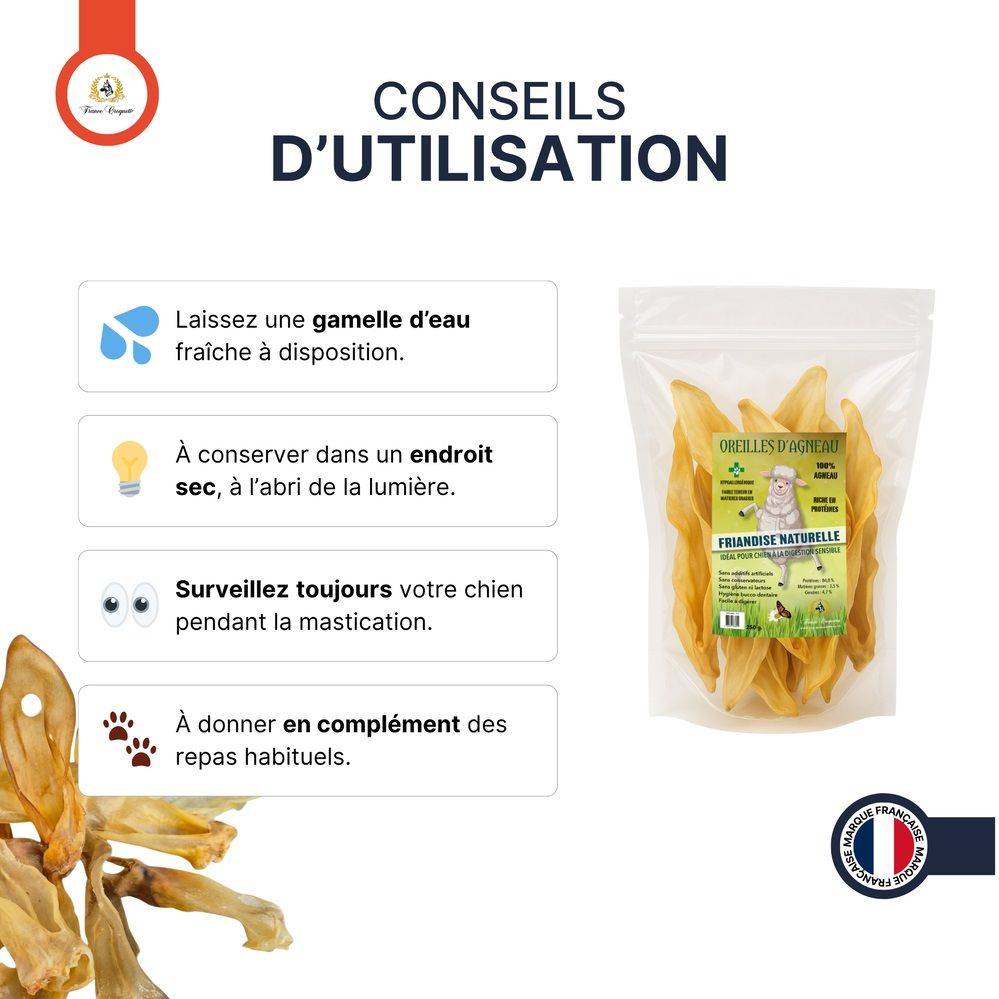 France Croquettes - France Croquettes Friandise pour chien Oreilles d'agneau - 250 g - Image 4