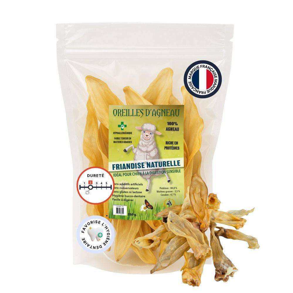 France Croquettes - France Croquettes Friandise pour chien Oreilles d'agneau - 250 g - Image 1