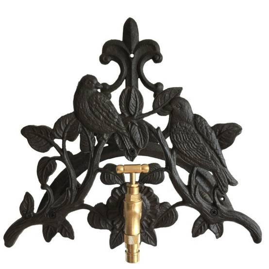 Enrouleur support mural porte tuyau arrosage robinet fonte noire 34cm Chemin de campagne - Imagen 1