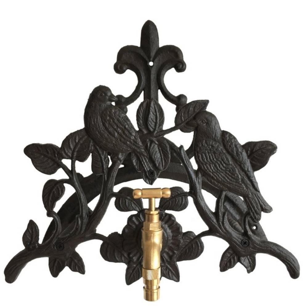 Enrouleur support mural porte tuyau arrosage robinet fonte noire 34cm Chemin de campagne - Imagen 1