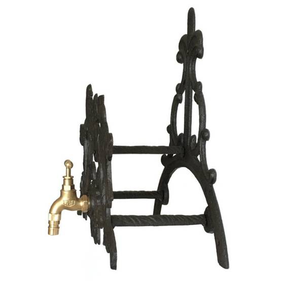 Enrouleur support mural porte tuyau arrosage robinet fonte noire 34cm Chemin de campagne - Imagen 6