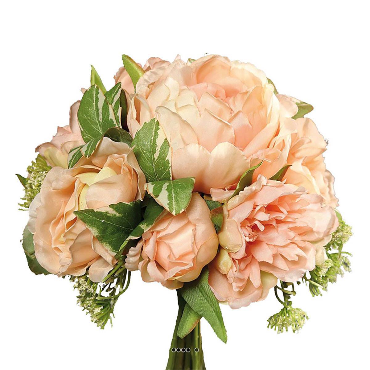 Bouquet Pivoines &Carottes sauvages factice 7 fleurs H20cm Rose saumon - couleur: Rose saumon - Image 2