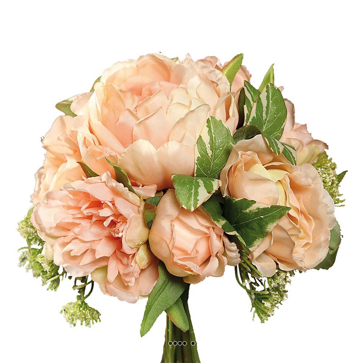 Bouquet Pivoines &Carottes sauvages factice 7 fleurs H20cm Rose saumon - couleur: Rose saumon - Image 1