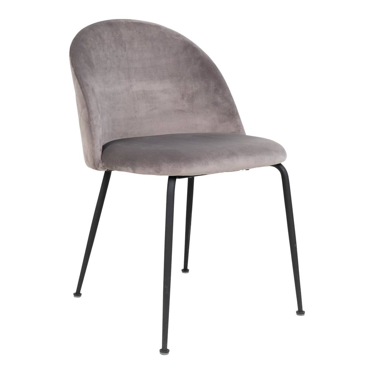 ALTOBUY - Lot de 2 Chaises Velours Gris et Pieds Métal Noir - MEYRIN - Image 3