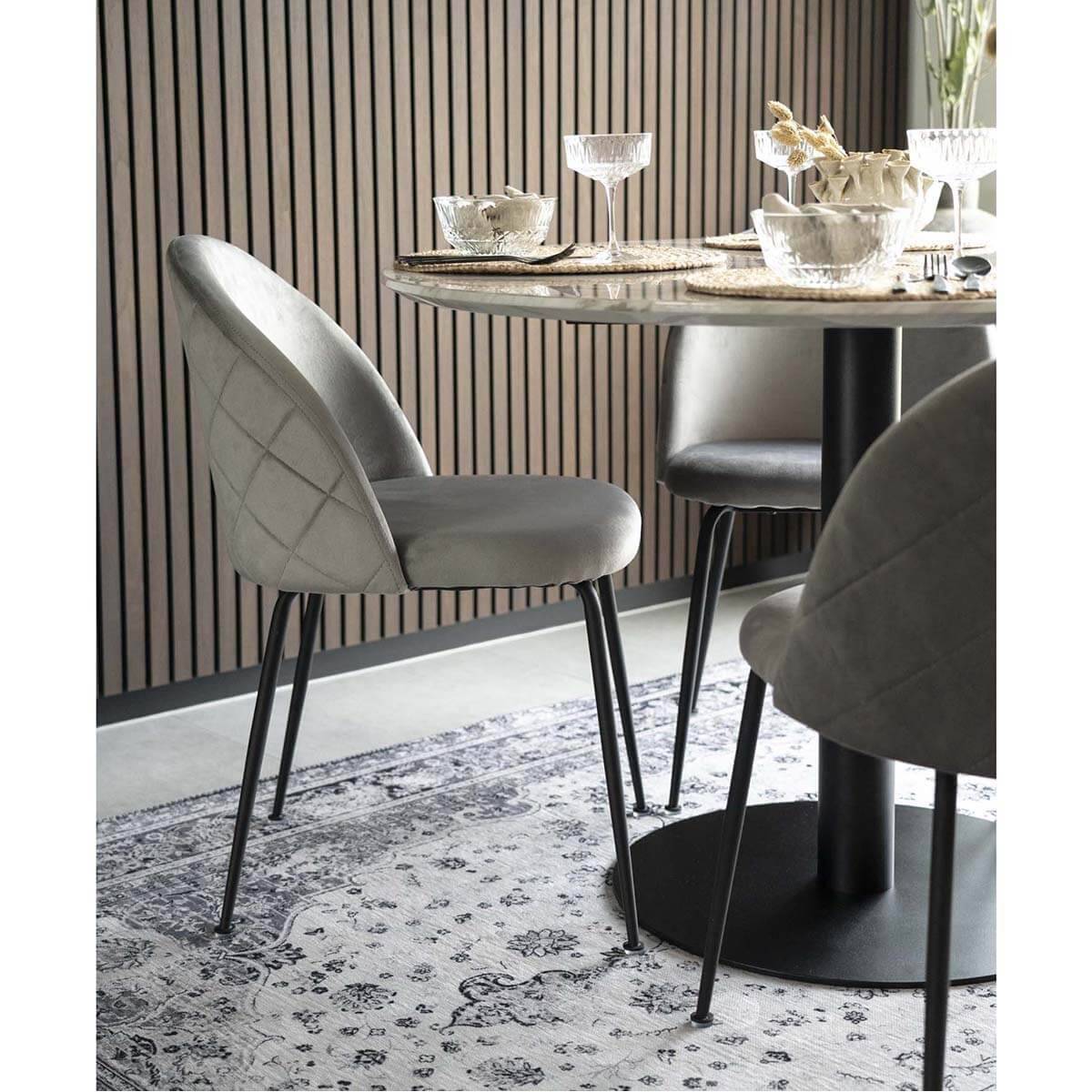 ALTOBUY - Lot de 2 Chaises Velours Gris et Pieds Métal Noir - MEYRIN - Image 8