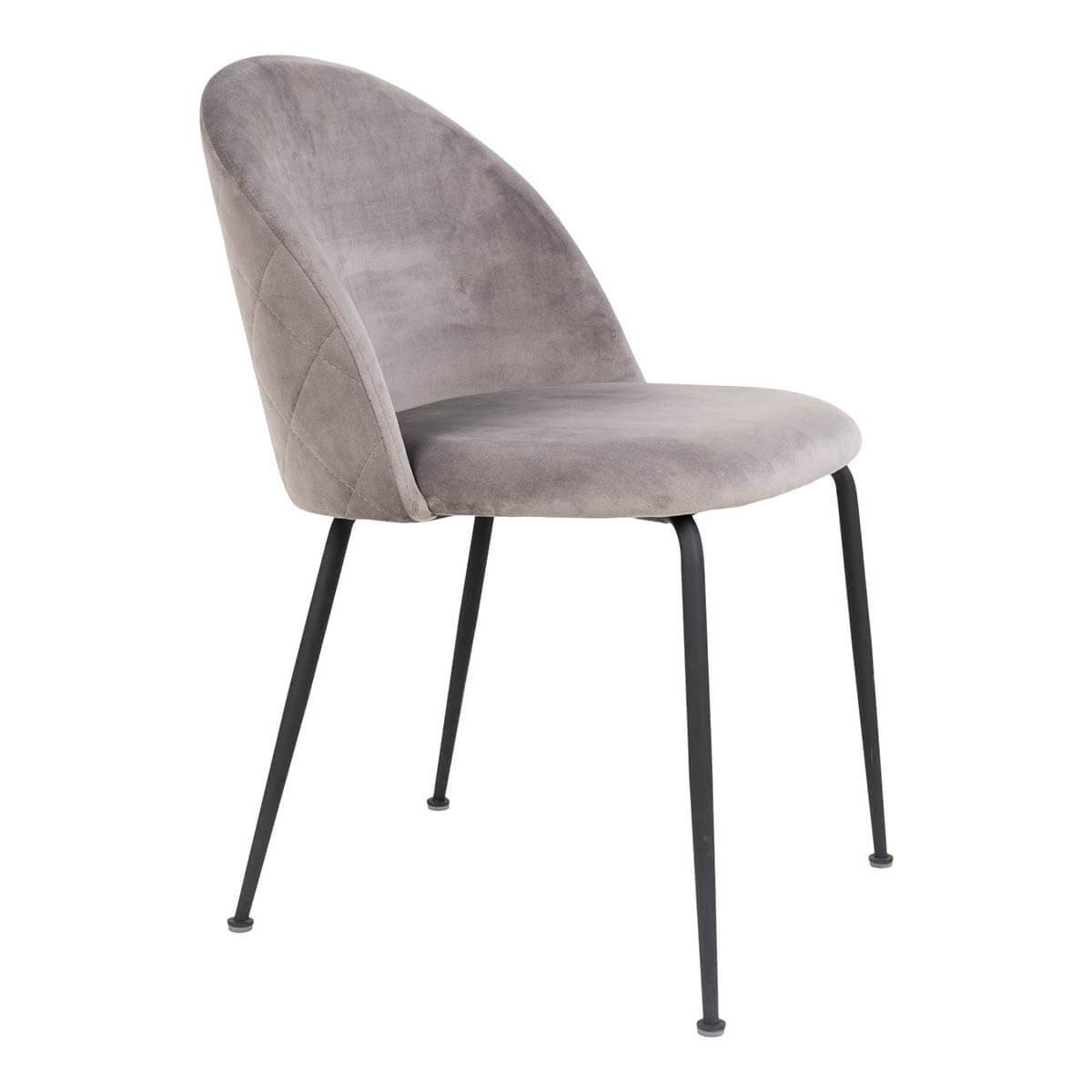 ALTOBUY - Lot de 2 Chaises Velours Gris et Pieds Métal Noir - MEYRIN - Image 5