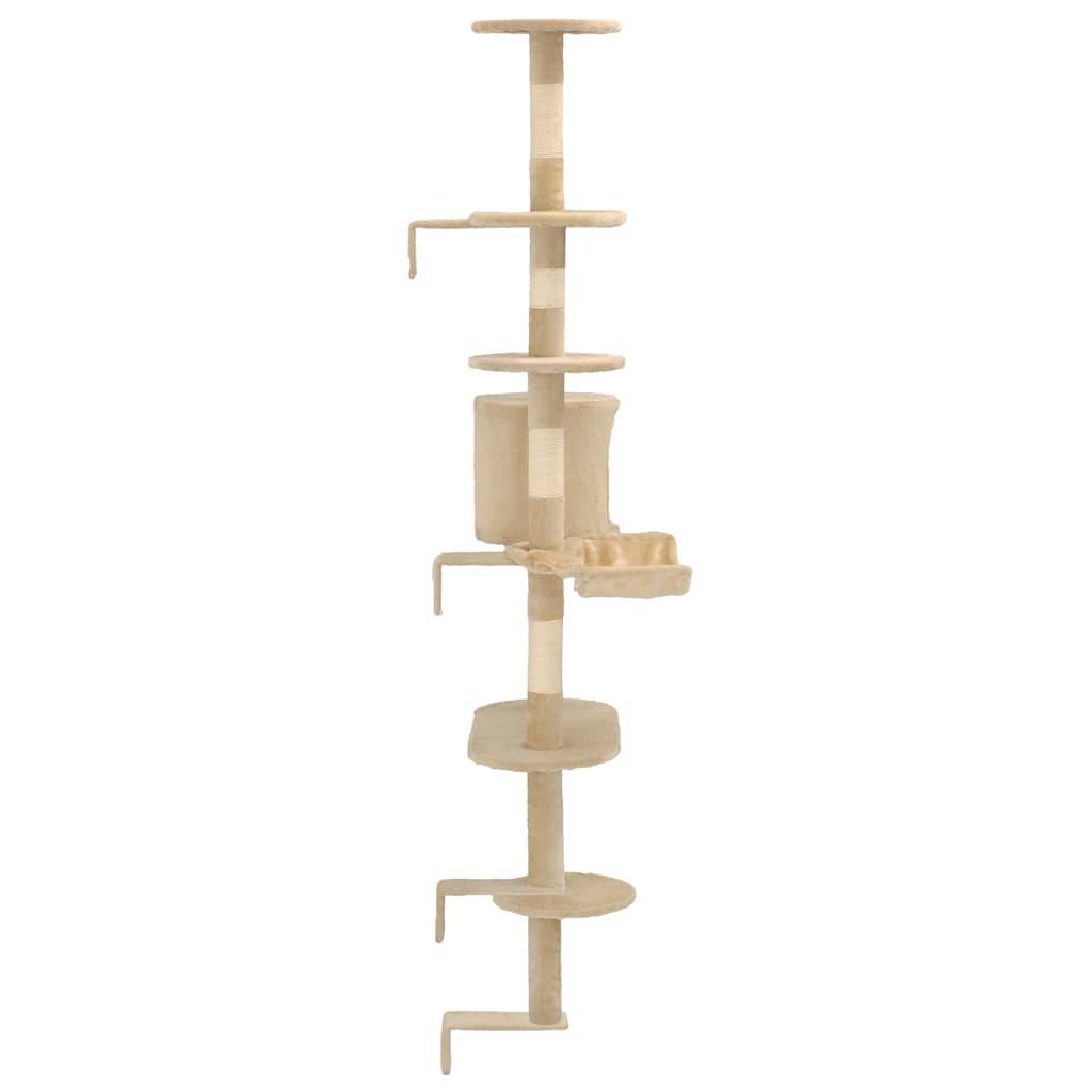 Arbre à chat mural bois et sisal beige 60 x 30 x 194 cm - PANGIVO - Image 5