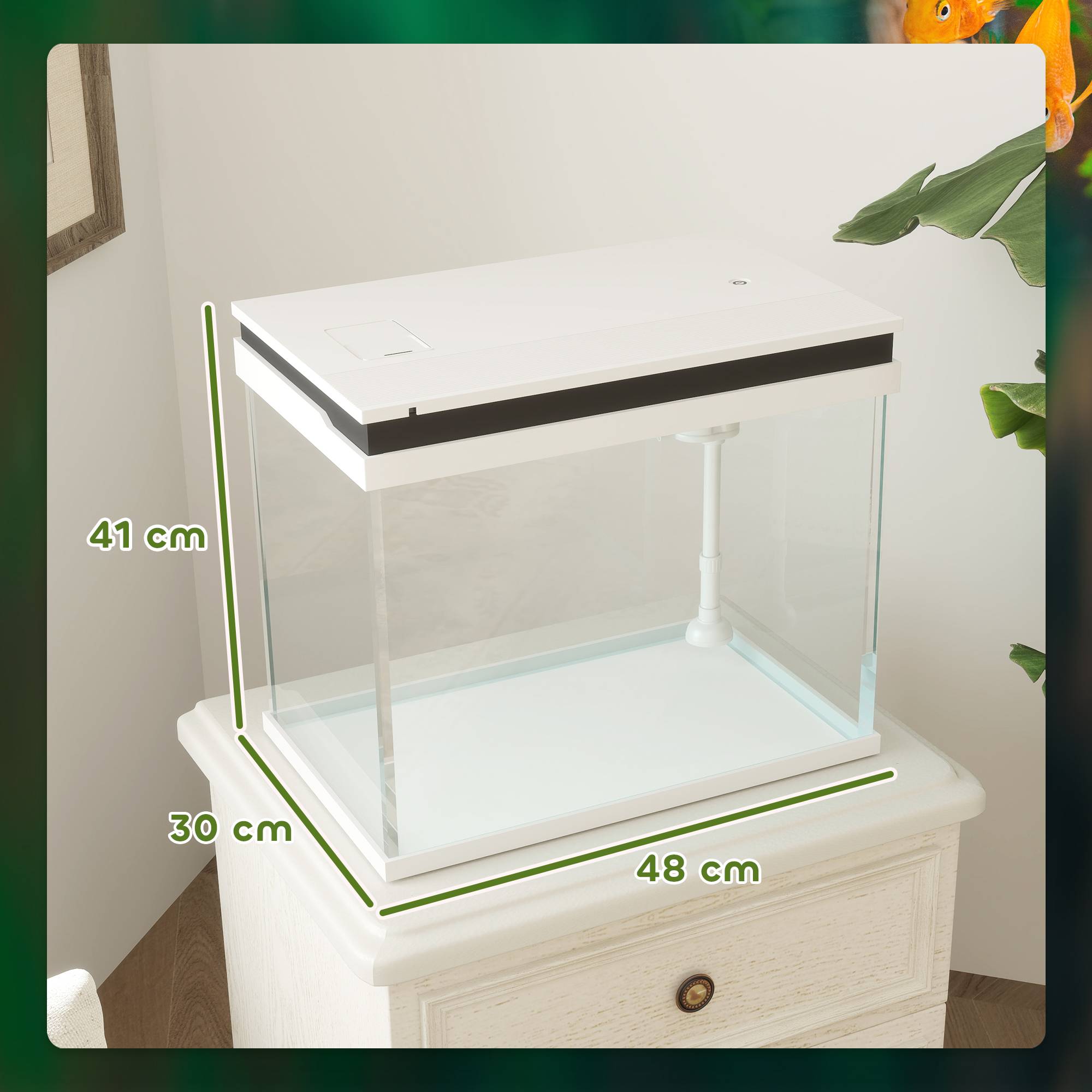 ComfortXL - Aquarium 41 L verre blanc 48 x 30 x 41 cm avec filtration pompe à eau et éclairage LED pour poissons - Image 3