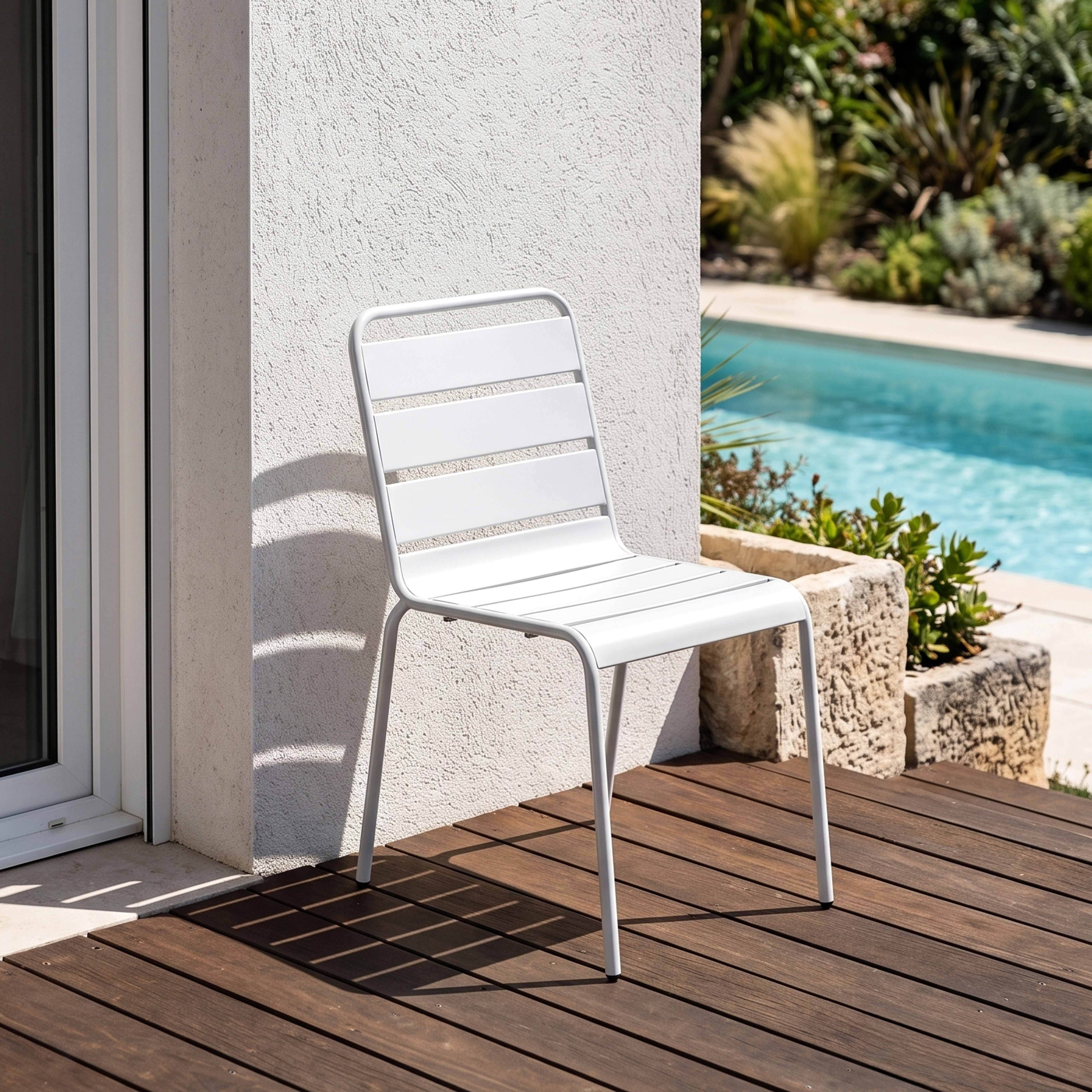 Oviala - Chaise de jardin en métal blanc Palavas - Oviala - Imagen 2