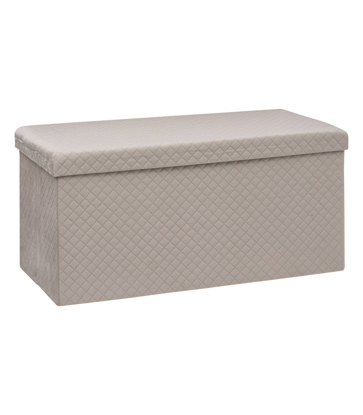 2 en 1 Pouf pliant double et Coffre de rangement en Velours  Beige Lin 76 x 38 cm - Imagen 1