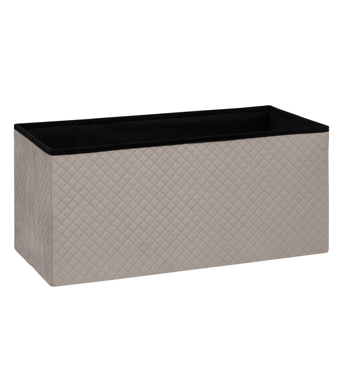 2 en 1 Pouf pliant double et Coffre de rangement en Velours  Beige Lin 76 x 38 cm - Imagen 2