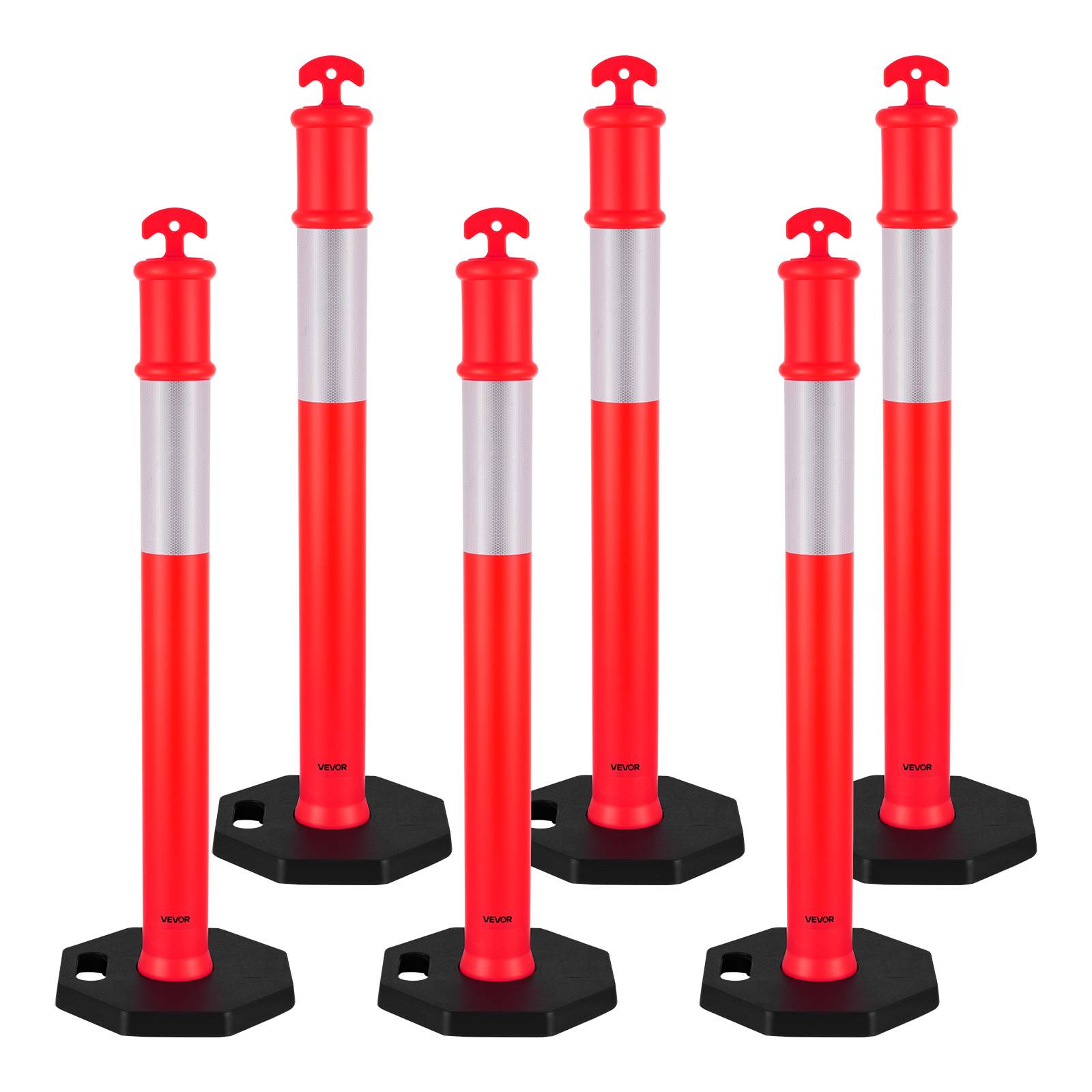 VEVOR Poteau de Signalisation Balise de Délimitation 6PCs 114 cm Base Lestée