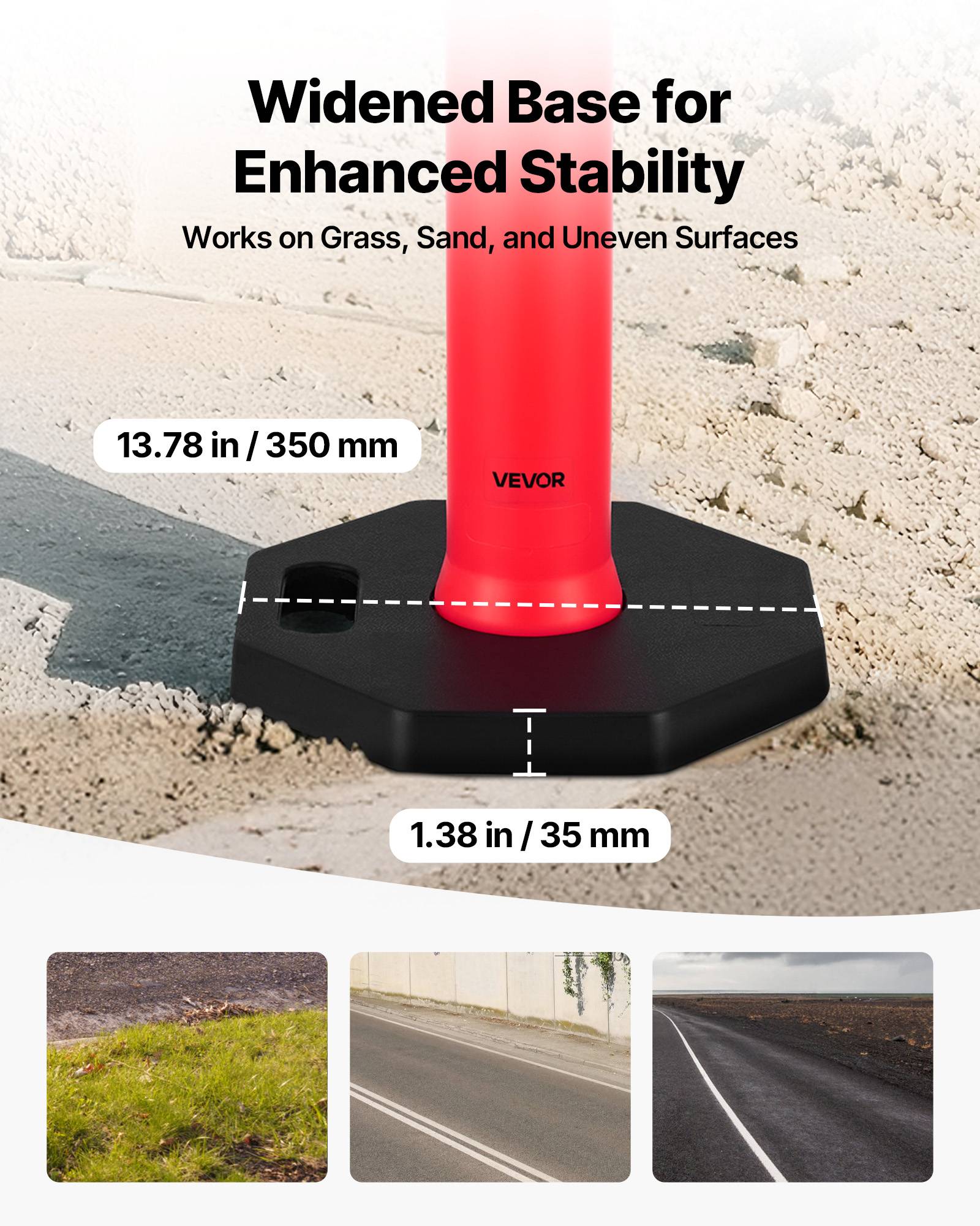 VEVOR Poteau de Signalisation Balise de Délimitation 6PCs 114 cm Base Lestée - Image 3