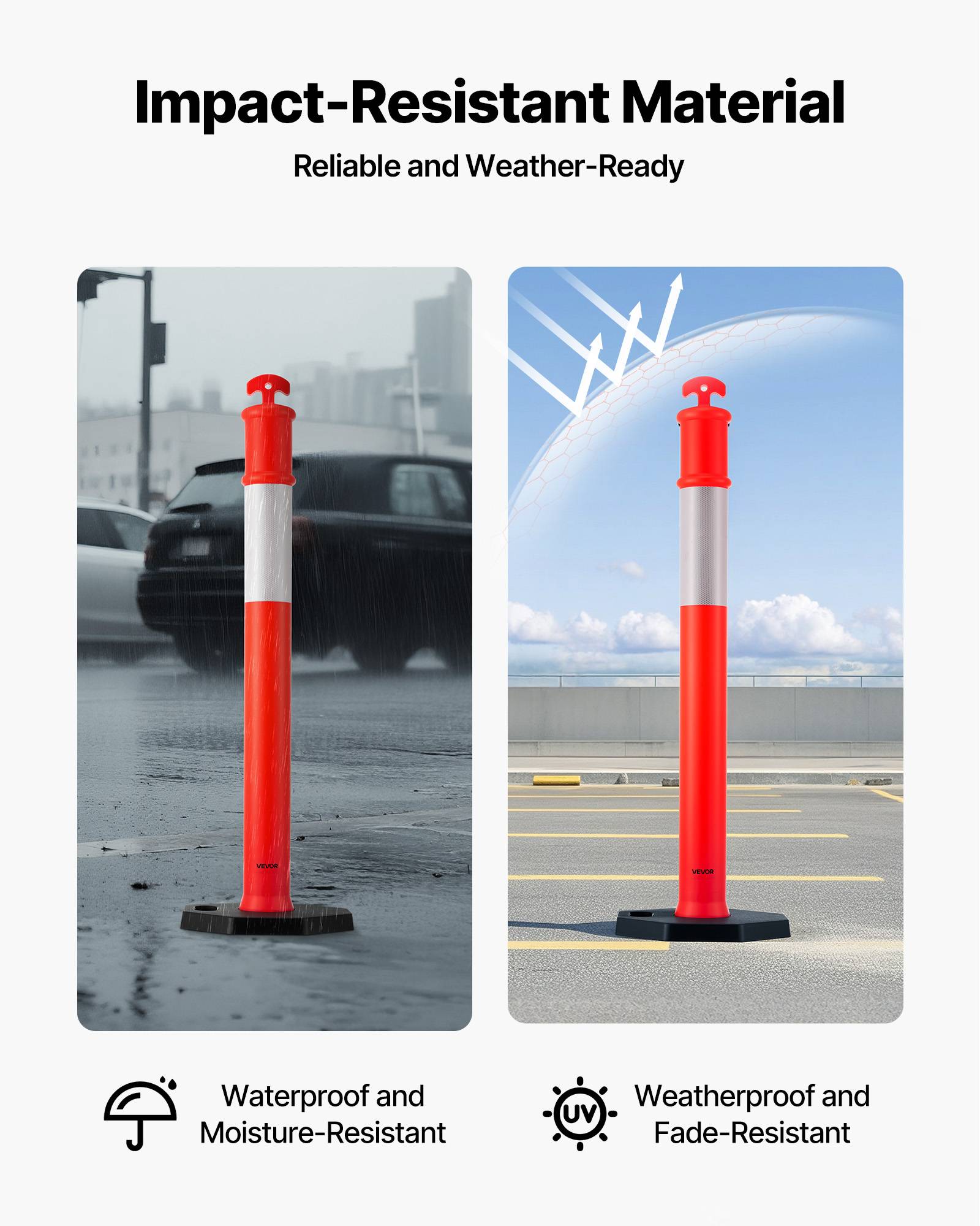 VEVOR Poteau de Signalisation Balise de Délimitation 6PCs 114 cm Base Lestée - Image 5