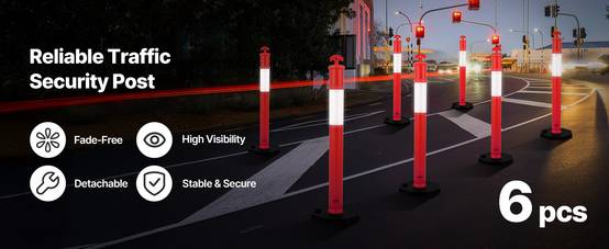 VEVOR Poteau de Signalisation Balise de Délimitation 6PCs 114 cm Base Lestée - Image 9