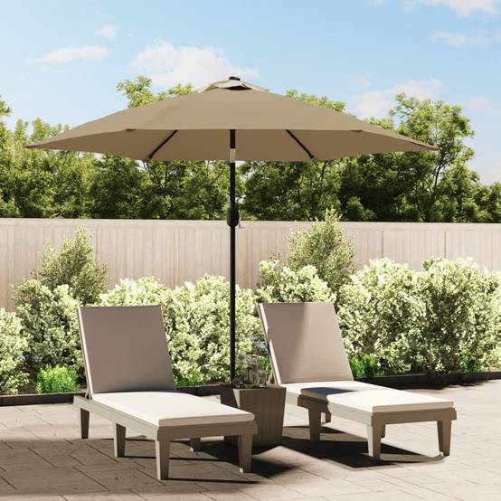 Parasol acier et polyester taupe 300 x 300 x 225 cm - PANGIVO - Image 1