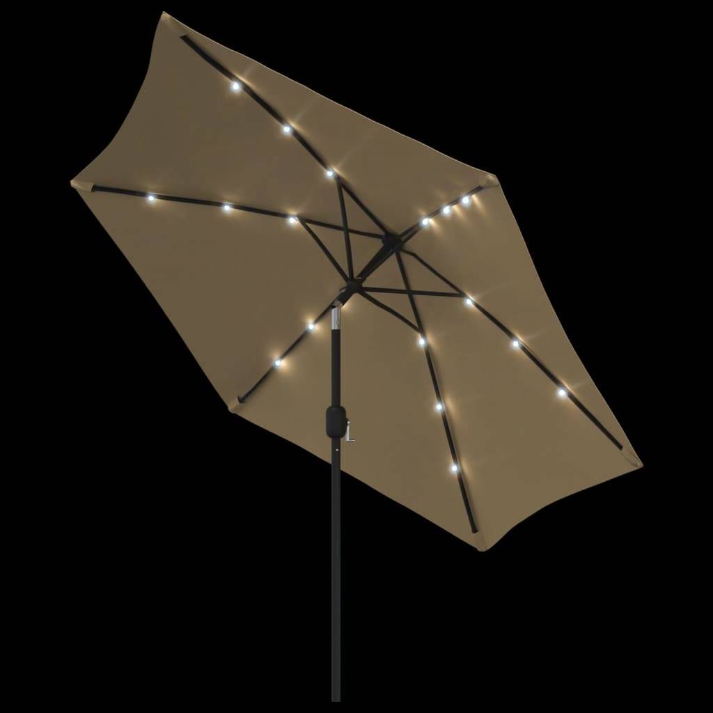 Parasol acier et polyester taupe 300 x 300 x 225 cm - PANGIVO - Image 4