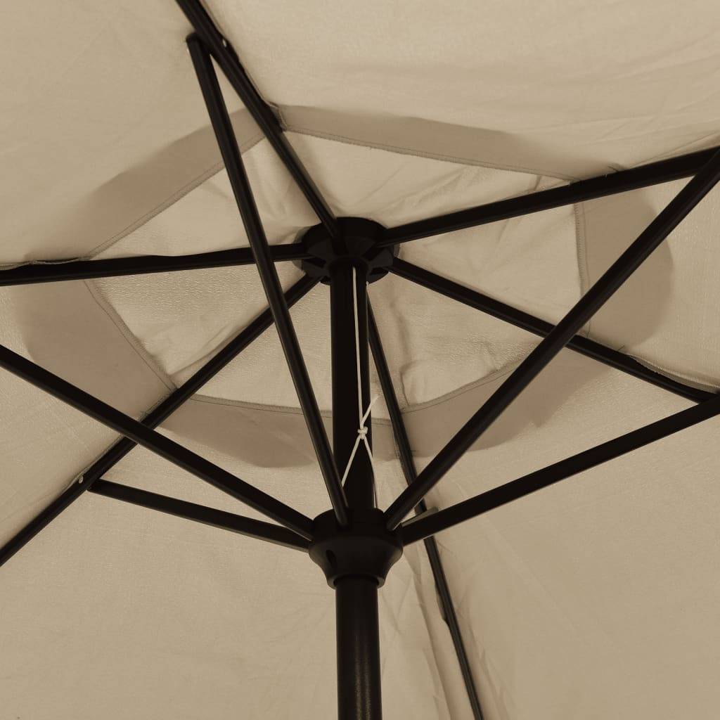Parasol acier et polyester taupe 300 x 300 x 225 cm - PANGIVO - Image 6