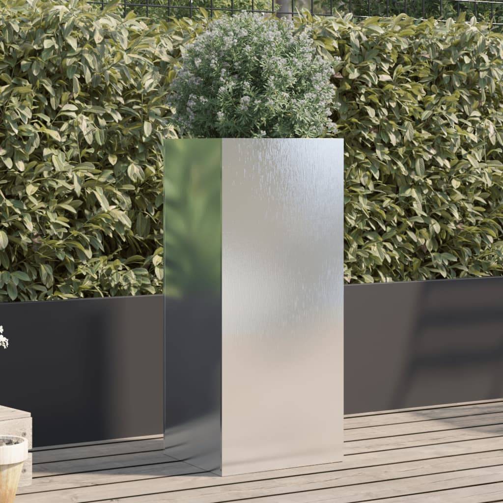 Jardinière acier inoxydable argenté 32 x 29 x 75 cm - PANGIVO - Image 1