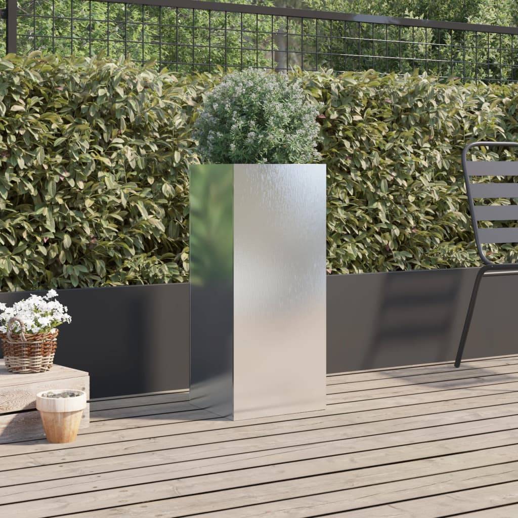 Jardinière acier inoxydable argenté 32 x 29 x 75 cm - PANGIVO - Image 3