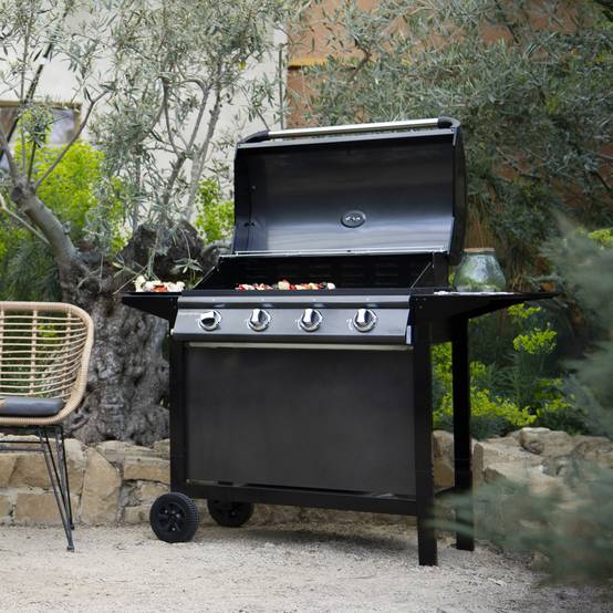 Barbecue au gaz RENO - 4 brûleurs avec thermomètre 14kW - HAPPY GARDEN - Image 2