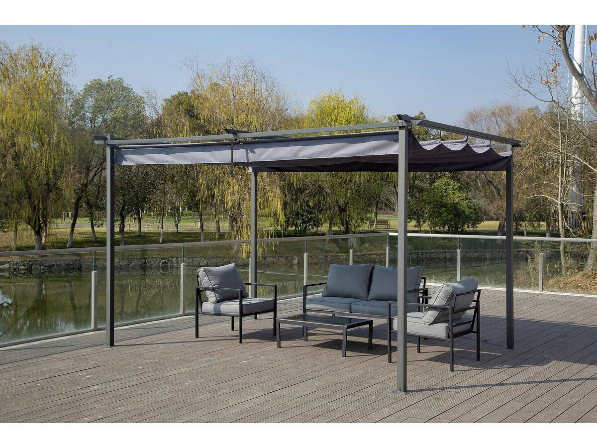 Pergola En Métal Avec Toit Rétractable - 3 X 4 M - Gris -habitat Et Jardin - Imagen 2