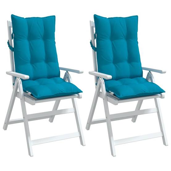 Coussins de chaise à dossier haut lot de 2 tissu Oxford bleu clair 120 x 50 x 7 cm - PANGIVO - Image 4