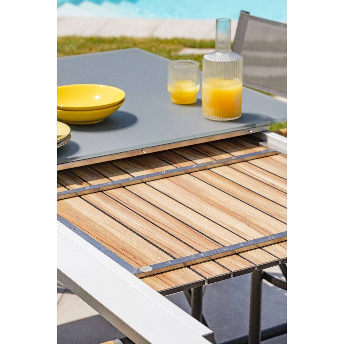 Paris Garden - Table de Jardin en Verre "Honfleur" 180-250cm Gris Anthracite - Image 4