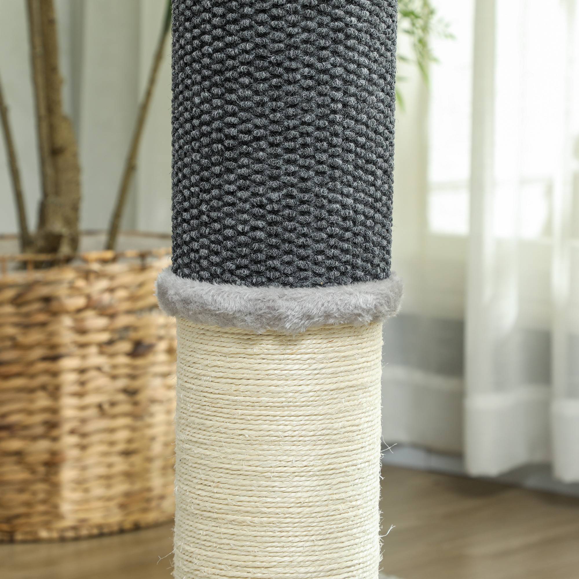 Poteau Griffoir pour Chat 85 cm avec Brosse de Toilettage et Jouet Sisal et Moquette - ComfortXL Outdoor Living - Image 10