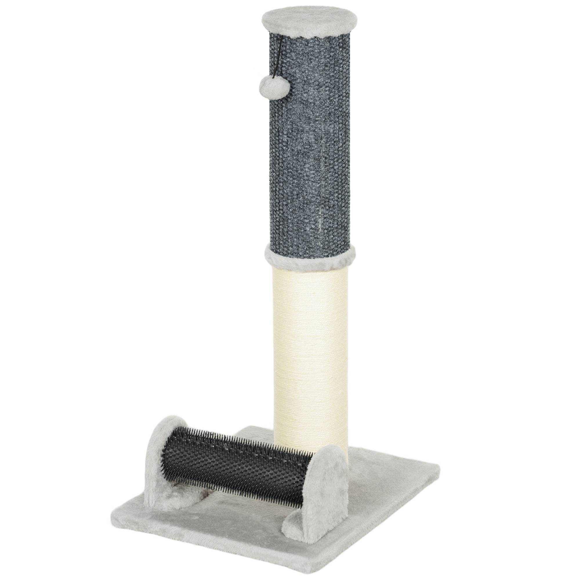 Poteau Griffoir pour Chat 85 cm avec Brosse de Toilettage et Jouet Sisal et Moquette - ComfortXL Outdoor Living - Image 2