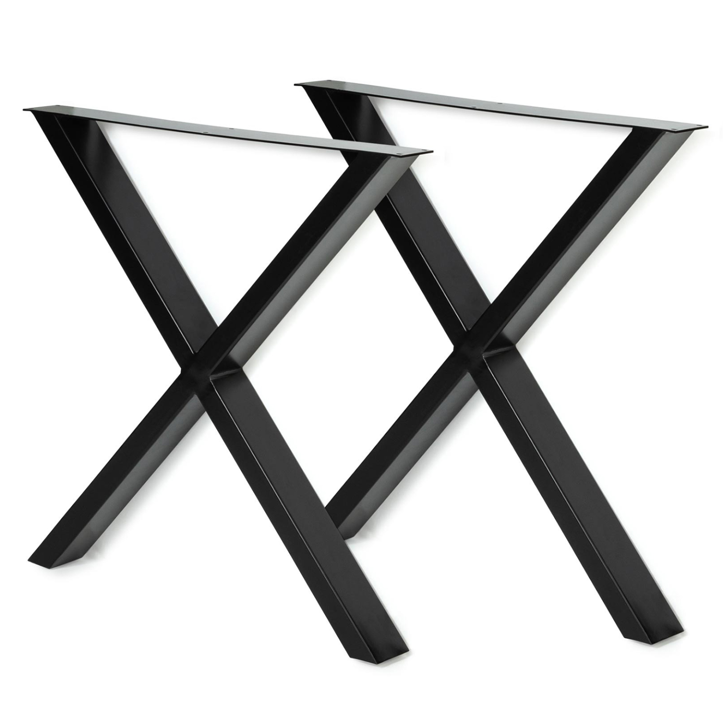 Lot de 2 pieds de table forme X 72x73 cm noir design industriel - Image 2