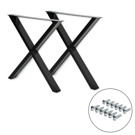 Lot de 2 pieds de table forme X 72x73 cm noir design industriel - Image 3