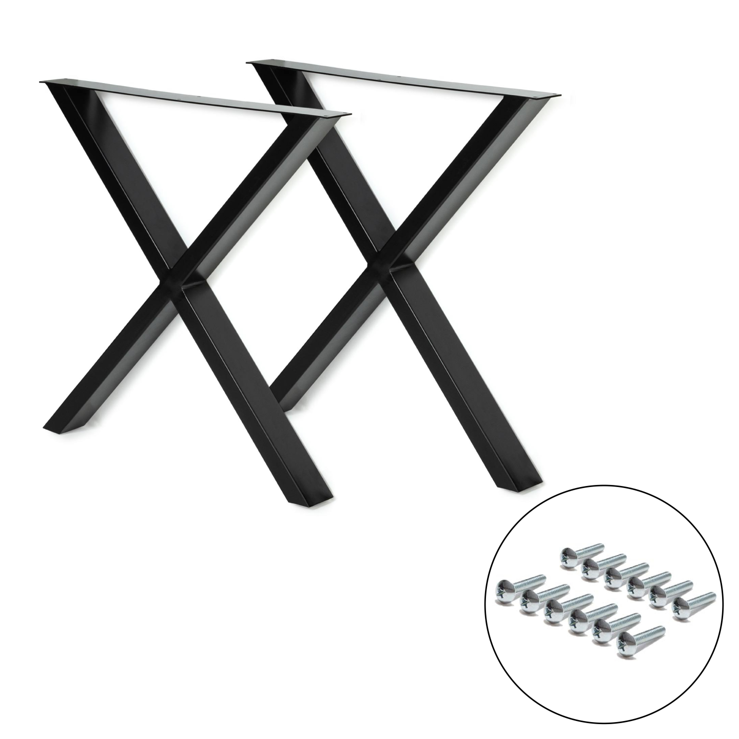 Lot de 2 pieds de table forme X 72x73 cm noir design industriel - Image 3