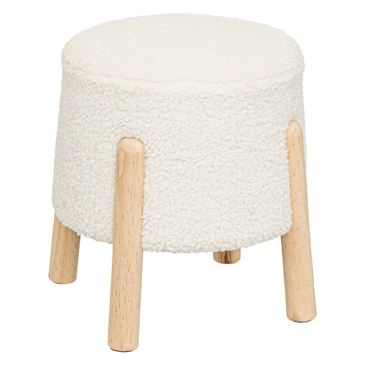 Atmosphera - Tabouret d'appoint Inuit dreams bouclette blanche - Atmosphera Créateur d'intérieur - Image 2