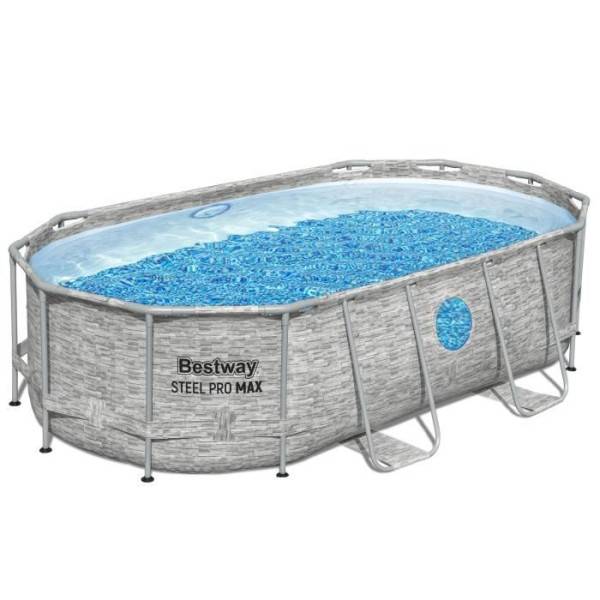 Bestway - Kit Piscine hors sol tubulaire BESTWAY - Steel Pro MAX™- 427 x 250 x 100 cm - Ovale (Filtre a cartouche, échelle, bâche, 1 c - Image 3