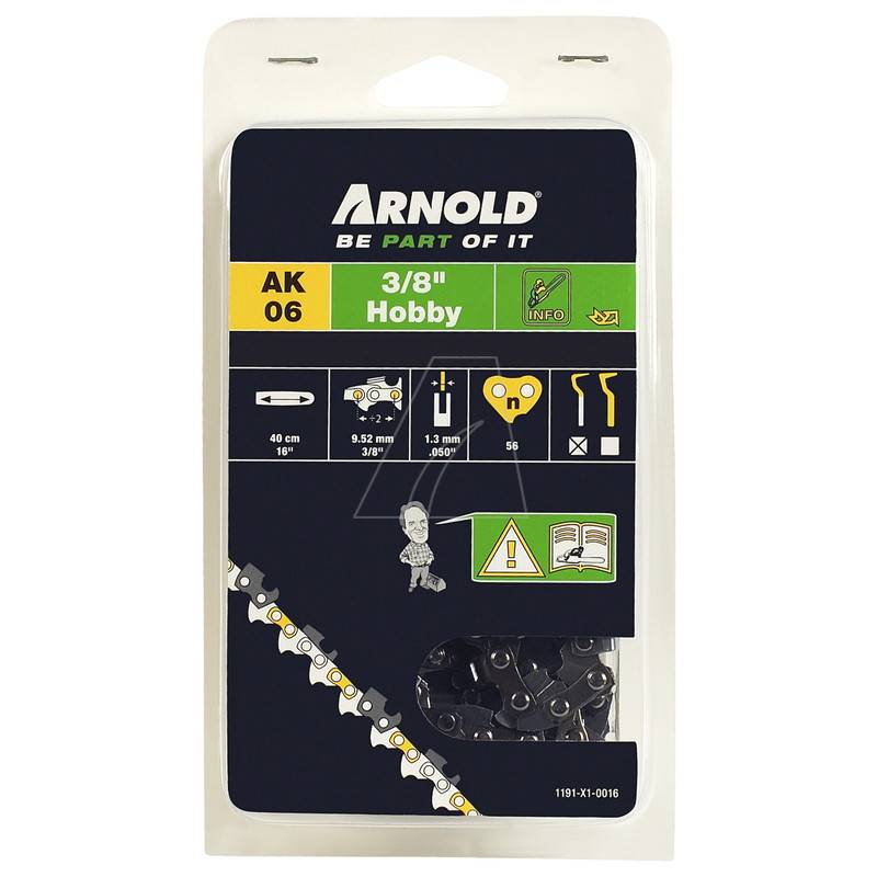 Arnold - Chaîne de tronçonneuse 3/8", 1,3 mm - 56 maillons d’entraîneurs - gouges demi-rondes Arnold