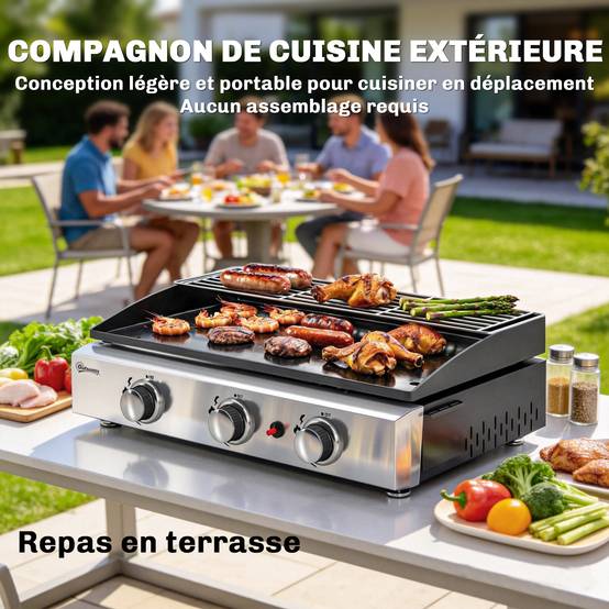 Plancha gaz inox noir 62 x 44 x 21 cm - PANGIVO - Image 9