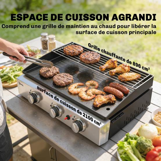 Plancha gaz inox noir 62 x 44 x 21 cm - PANGIVO - Image 7