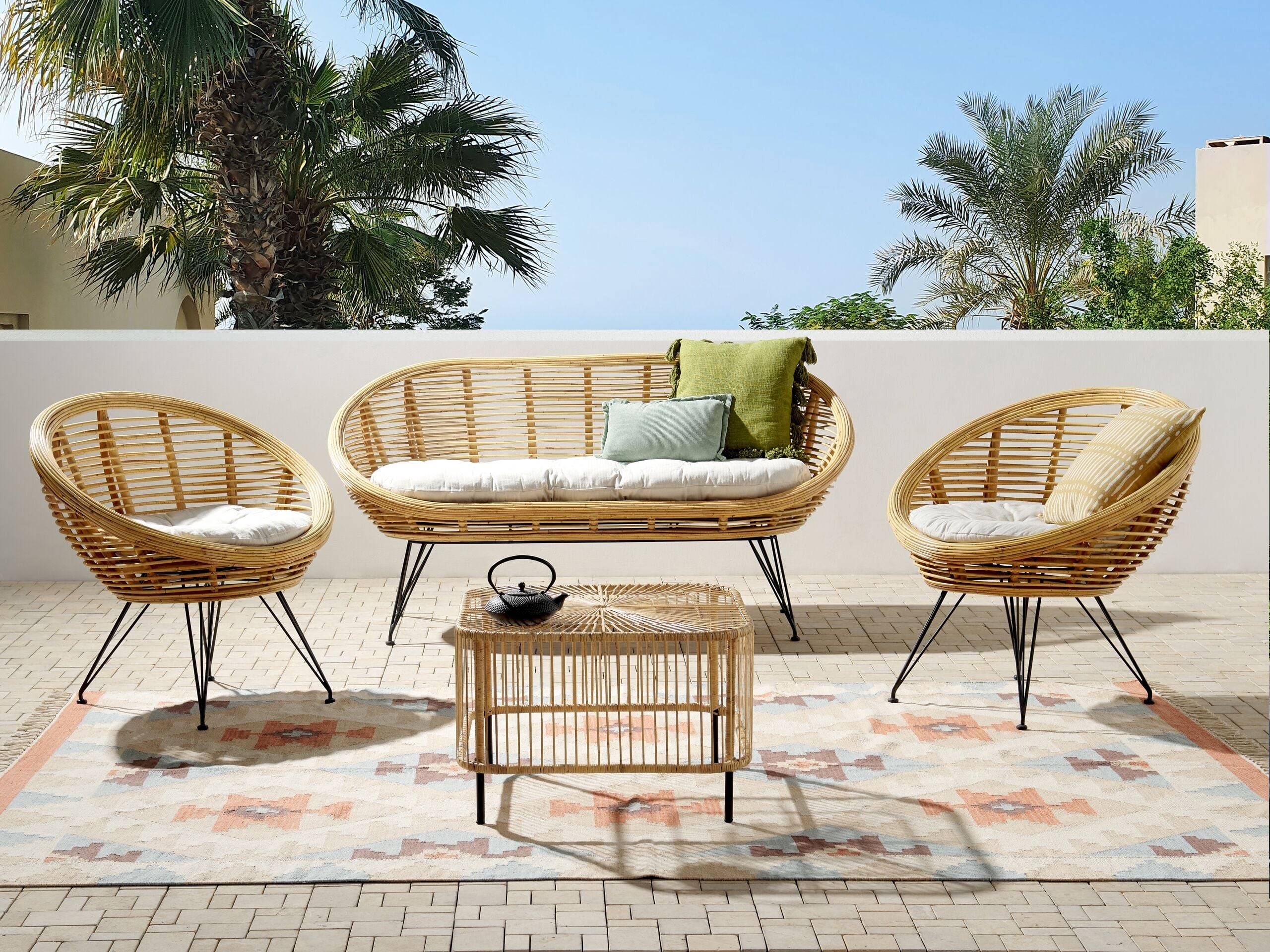 Beliani - Set de jardin, 4 Personnes Rotin Naturel MARATEA/CESENATICO - Beliani - Imagen 1