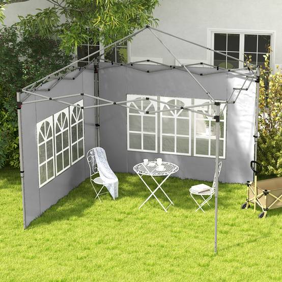 Outsunny - Lot 2 parois latérales pour tonnelle 3x3m/3x4m avec fenêtre tissu oxford 295x195cm gris clair - Outsunny - Image 2