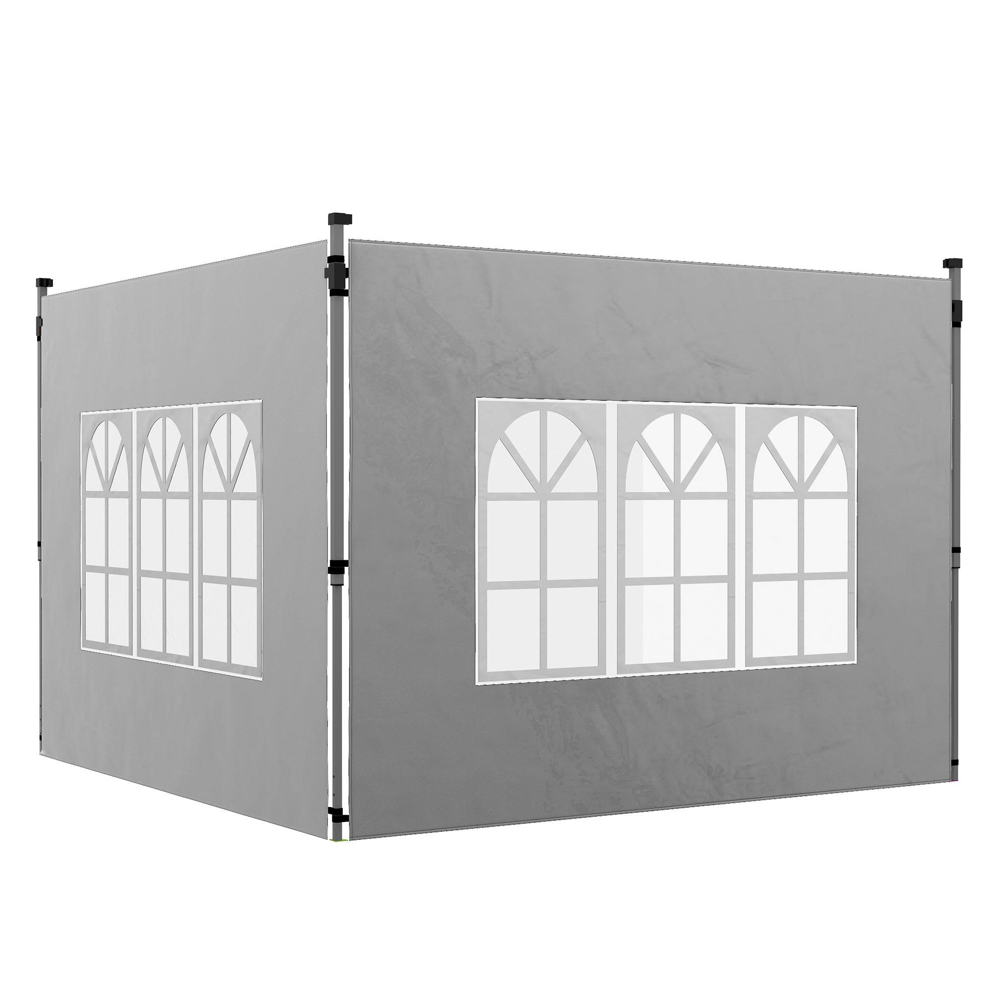 Outsunny - Lot 2 parois latérales pour tonnelle 3x3m/3x4m avec fenêtre tissu oxford 295x195cm gris clair - Outsunny - Image 1