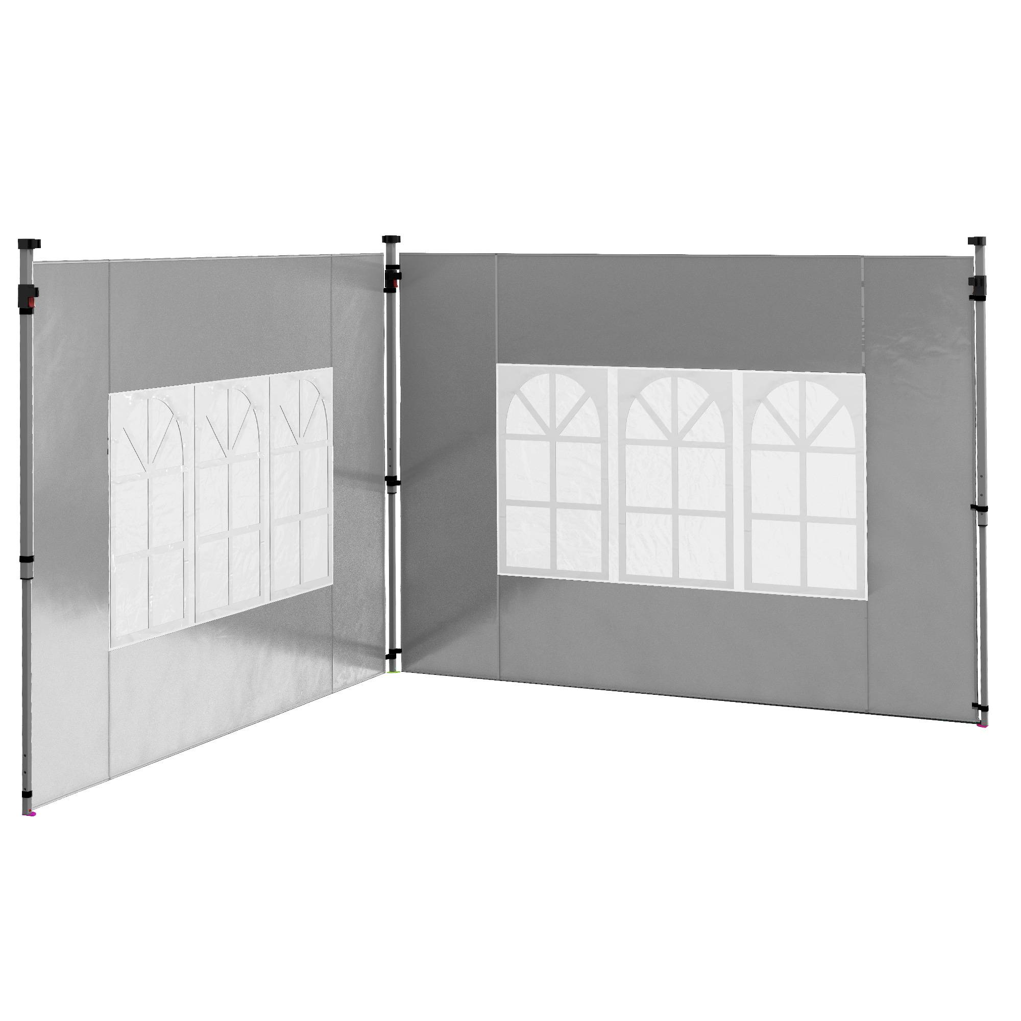 Outsunny - Lot 2 parois latérales pour tonnelle 3x3m/3x4m avec fenêtre tissu oxford 295x195cm gris clair - Outsunny - Image 5