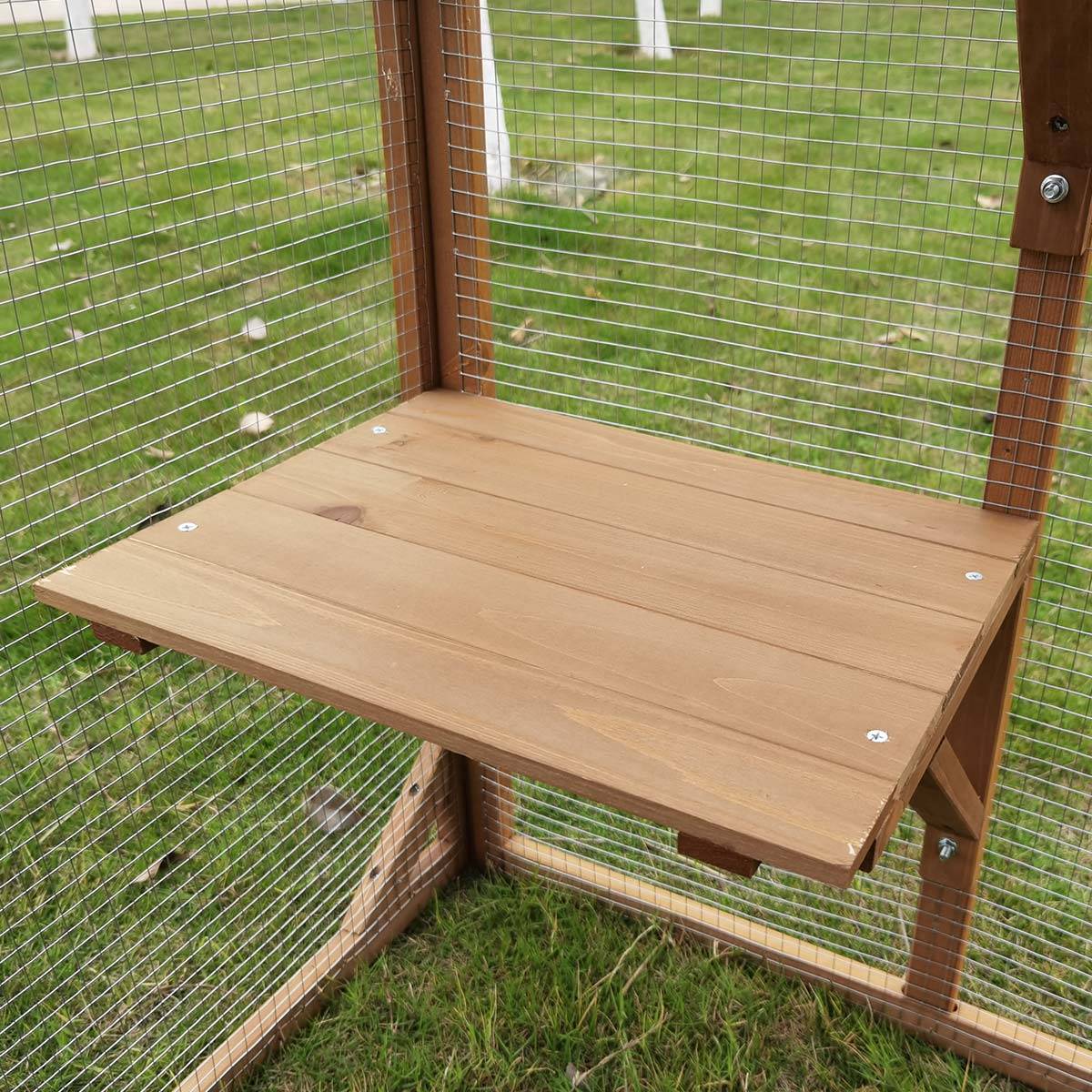 Enclos pour chats en bois avec toit grillagé et porte d’accès sécurisée – Cémonjardin - Imagen 5